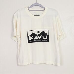Kavu Women's MediumMalin Off-white Short Sleeve T-shirt Top Crop Organic Cotton